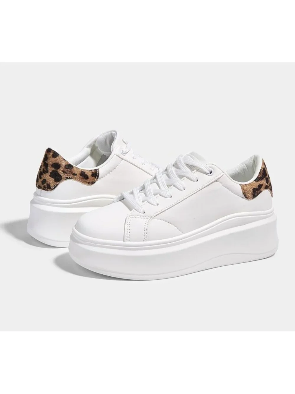 🆕Women's White 2 Platform Fashion Sneakers Classic Low Top Thick Sole Casual